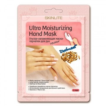 SKINLITE Ультра увлажняющая маска-перчатки для рук «Овсянка»