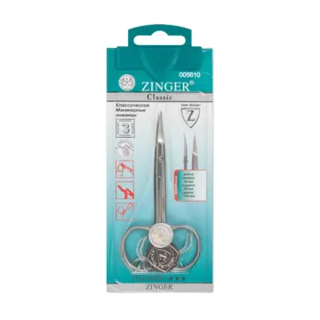 Zinger Ножницы маникюрные для ногтей закругленные серебряные (ana-194)
