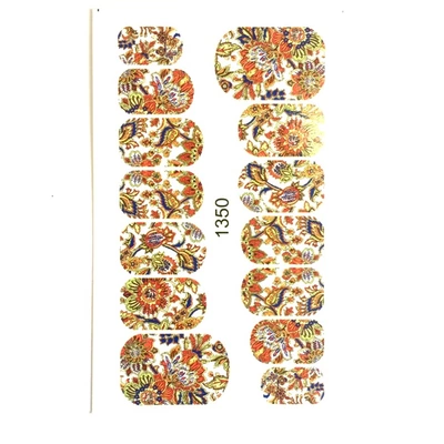 JNAILS Нейл-деколь дизайн 1350 цветы (14 форм)