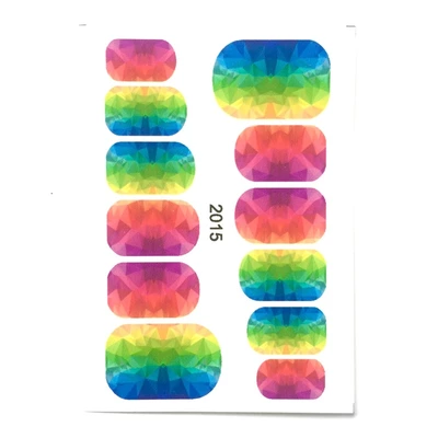 JNAILS Нейл-деколь дизайн 2015 диско радуга (12 форм)