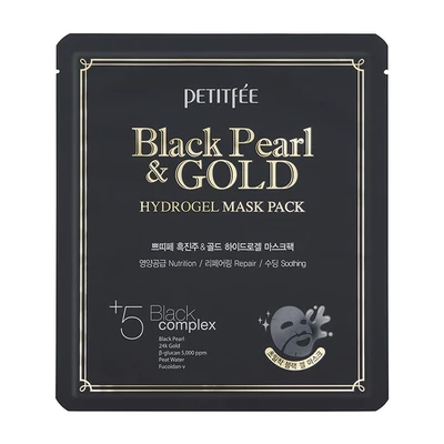 PETITFEE Гидрогелевая маска для лица "BLACK PEARL & GOLD MASK PACK", жемчуг/золото 