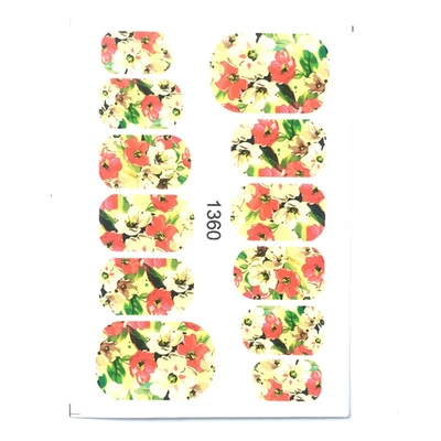 JNAILS Нейл-деколь дизайн 1360 цветы акварель (12 форм)
