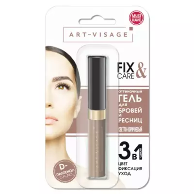 ART-VISAGE Оттеночный гель для бровей и ресниц "FIX&CARE" в блистере 