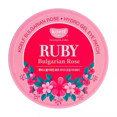 KOELF Гидрогелевые патчи для век с рубиновым порошком и экстрактом болгарской розы